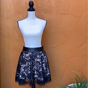 Ladakh Lace Skirt with Faux Leather Waist